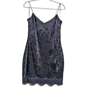 Guess Black Bodycon Mini Dress Sz M Velvet Lace Sexy whimsigoth 90s